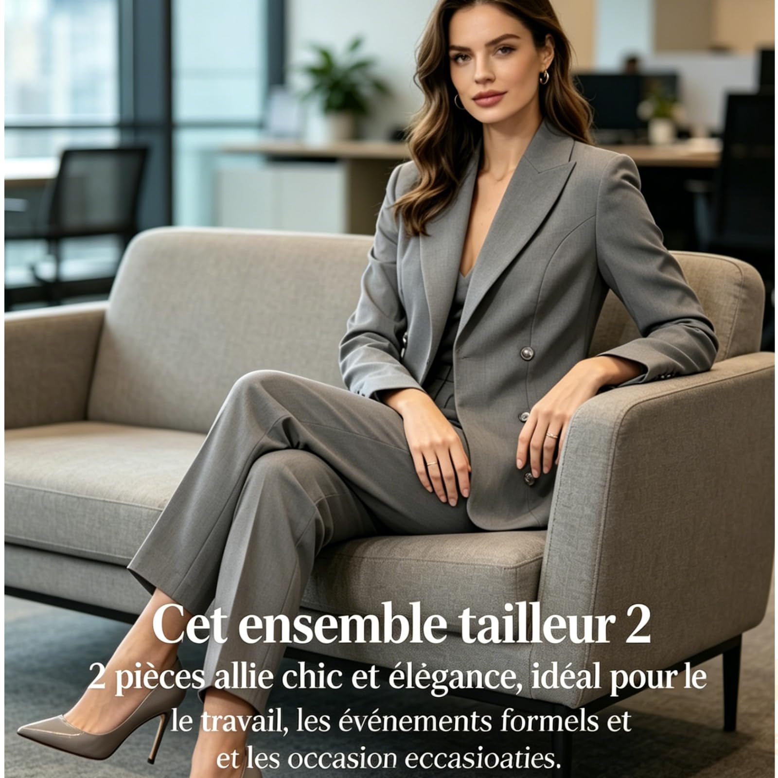 Tailleur Femme Ensemble Pantalon 2 Pièces Chic et Elegant Couleur Unie Slim Fit Blazer Business Veste Travail Décontracté Bureau Blazer Formelle Mariages Et Fêtes Bureau Vestes de Robe S-3XL