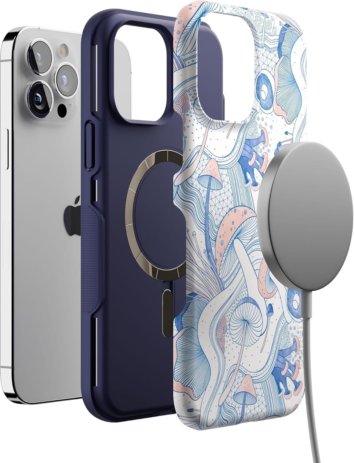 Casely iPhone 13 Pro Max Case | The Fun Guy | Enchanted Forest Mushroom Floral | Bold Protective Design | Compatible with MagSafe