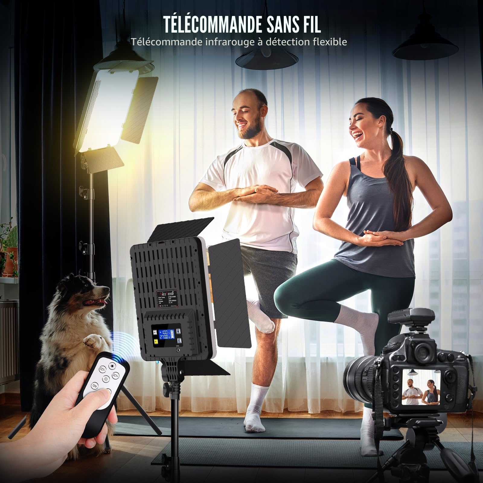 Niceveedi 2-Pack LED Panneau Lumière Photo, 27cm*21cm 36W Bicolores Eclairage Vidéo Lampe Kit 2700-6500K&CRI 95+ avec Prise de Charge pour Vidéo/Jeu Streaming/Caméra Portrait/Youtube