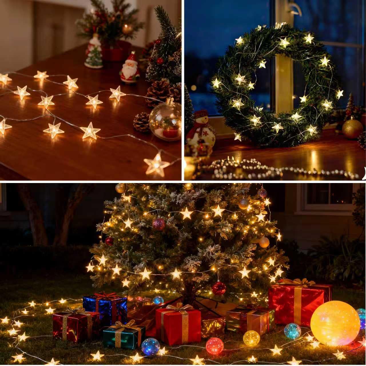 Guirnalda de luces de estrella a batería, 2 m, micro 20 LED, funciona con pilas, temporizador IP65, alambre plateado, luces de hadas para árbol de Navidad, cumpleaños, fiesta de San Valentín
