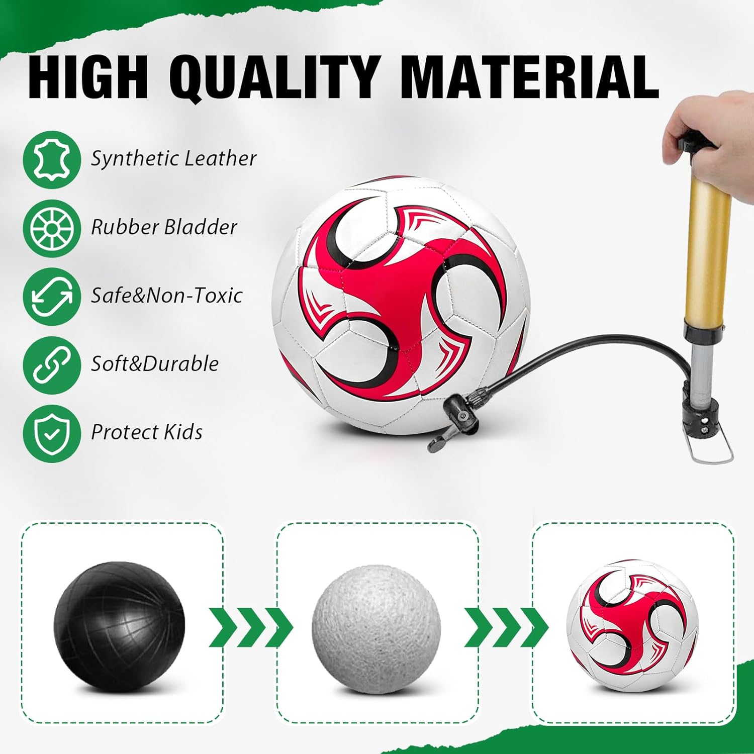 2 Pack Deflated Soccer Ball with Pump for 4-14 Years Old Christmas Shoebox Gifts Size 3,Size 4,Size 5 Items Bulk Deals Soccer Balls with Mesh Sport Bag Pump Needle for Shoebox Packing Party