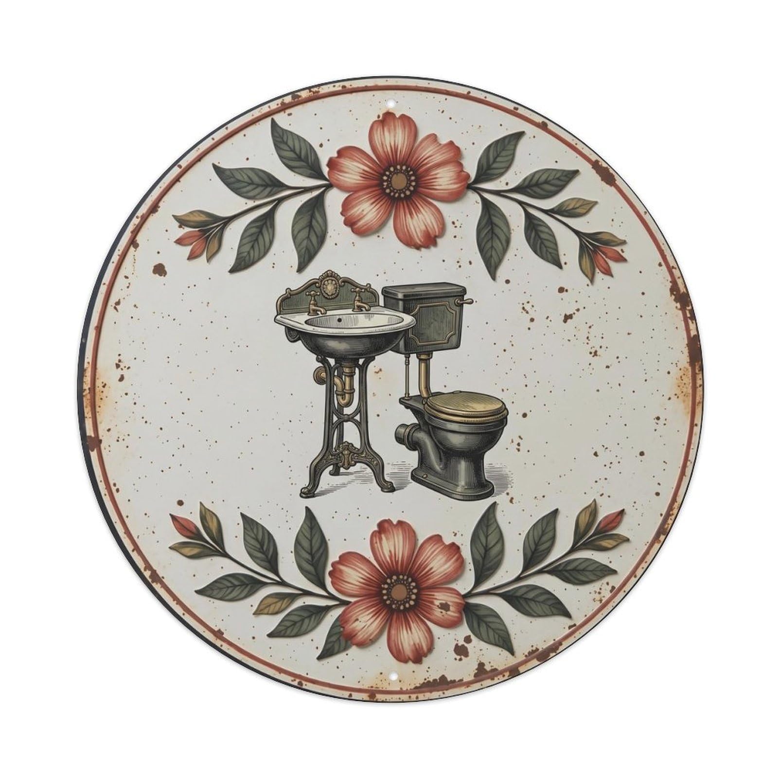 Okahys 8X8inch(20X20cm) Toilet(Wc) Signage Rose Vintage Metal Tin Sign