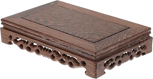 Base de almacenamiento de madera rectangular de madera Soporte de exhibición chino Soporte de cristal Vintage circular de madera Decoración Soporte