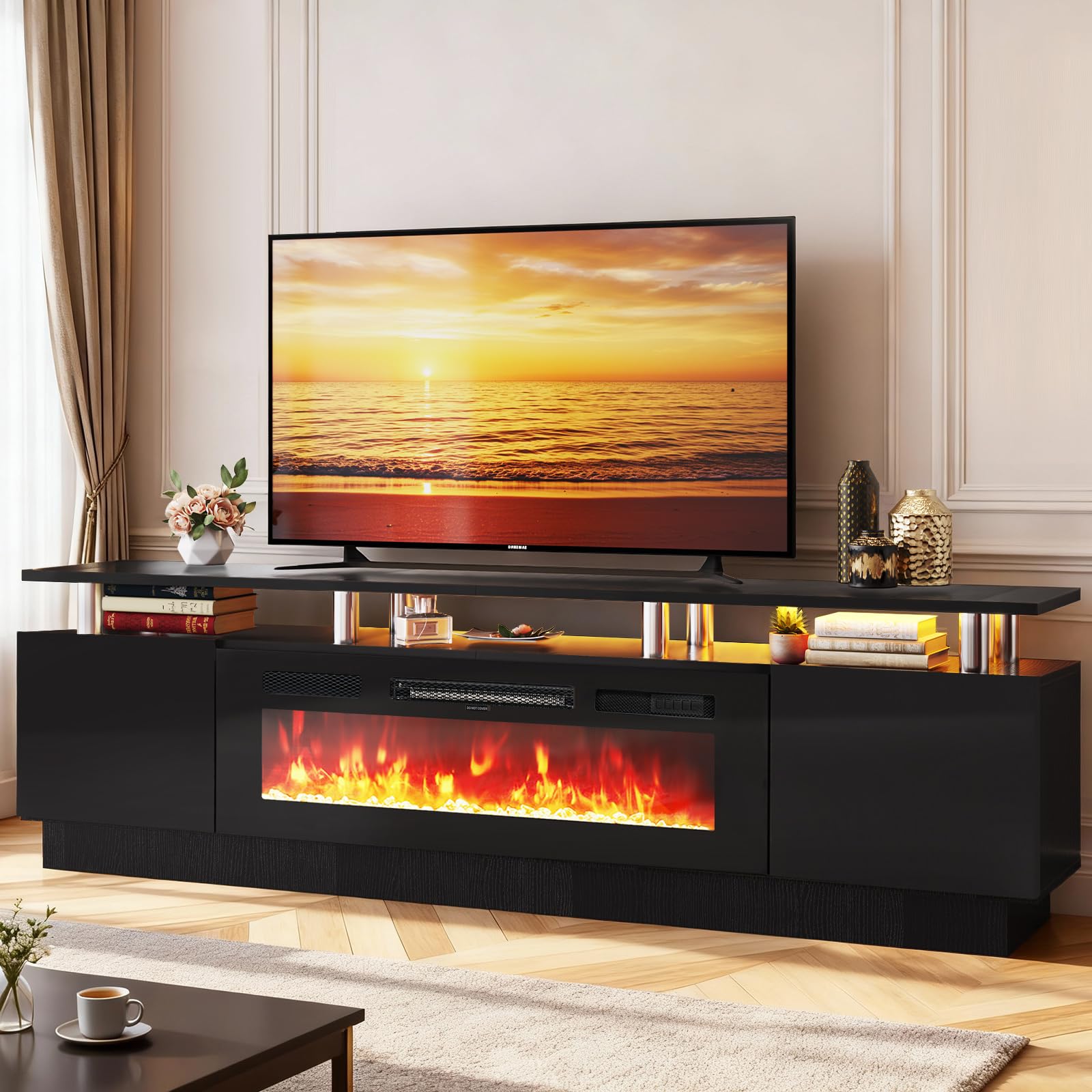 YISUFO 90 inch Fireplace TV Stand