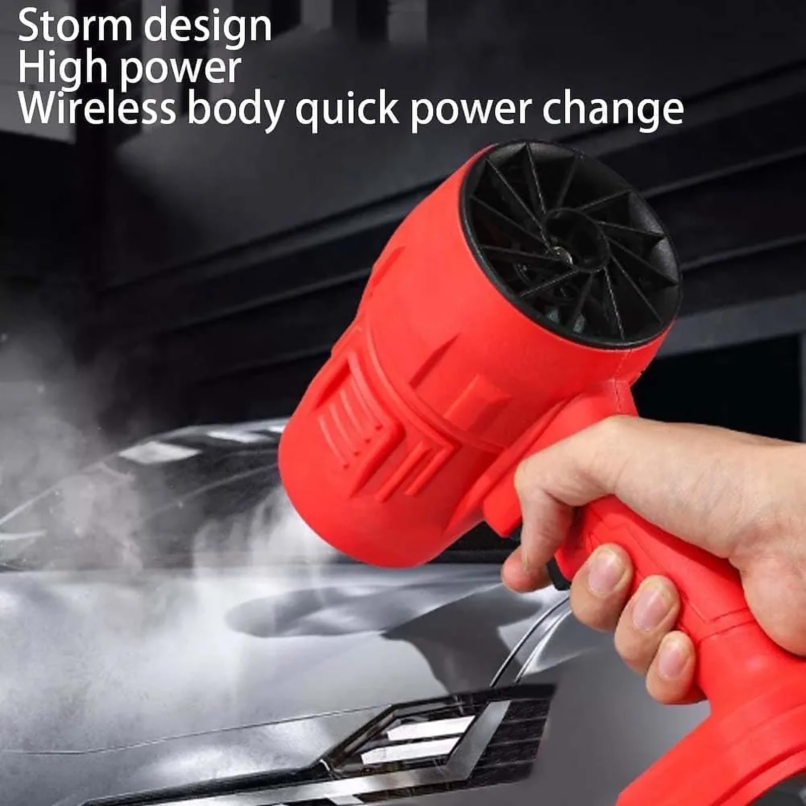 Bezprzewodowa dmuchawa turbo, 18 0000 obr./min, przenośna elektryczna dmuchawa powietrza do czyszczenia, suszenia liści, patio i komputera z 2 akumulatorami