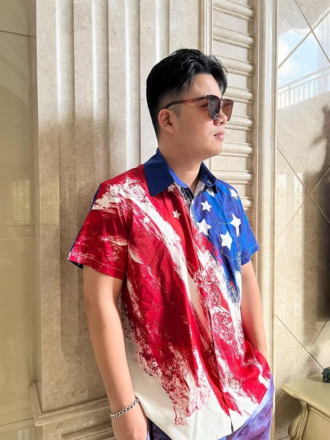 Bowling Shirts for Men Print Short Sleeve Regular Fit Hawaiian Casual Button Down Beach Shirts - Image 4