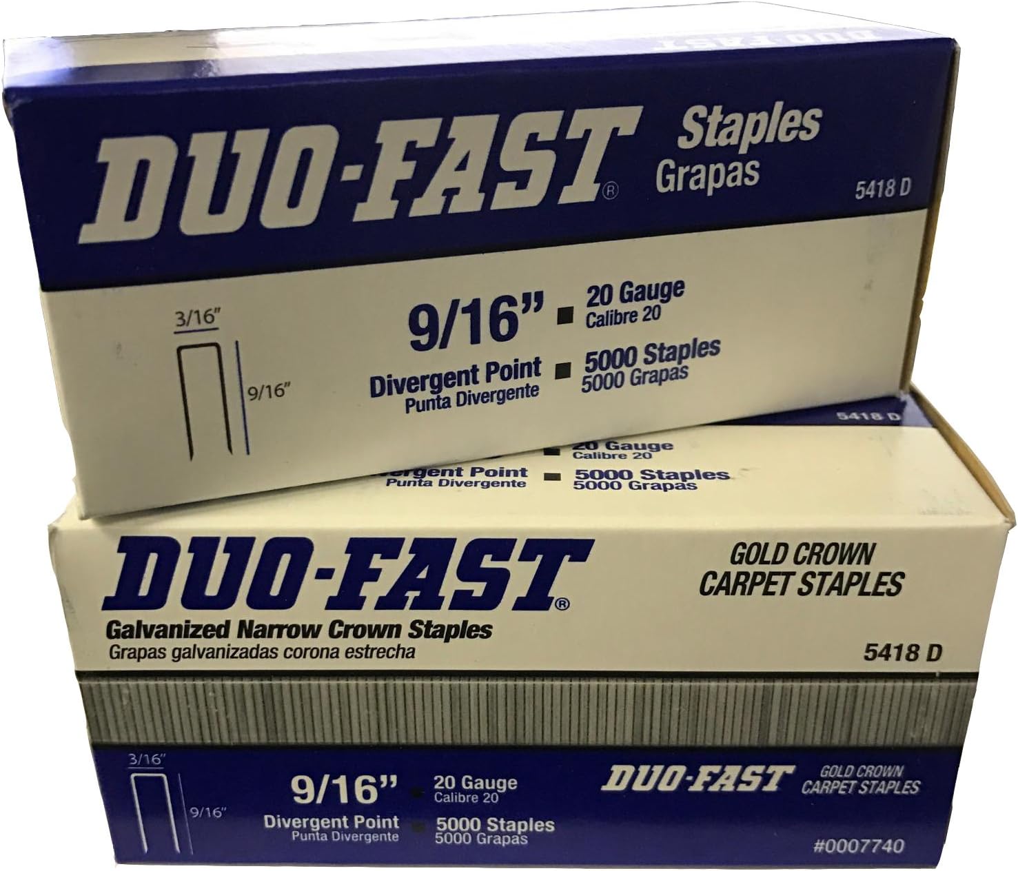 5418D 9/16-Inch by 20 Gauge 3/16 Crown Gold Staples (5,000 per Box) - Pack of 2 Boxes