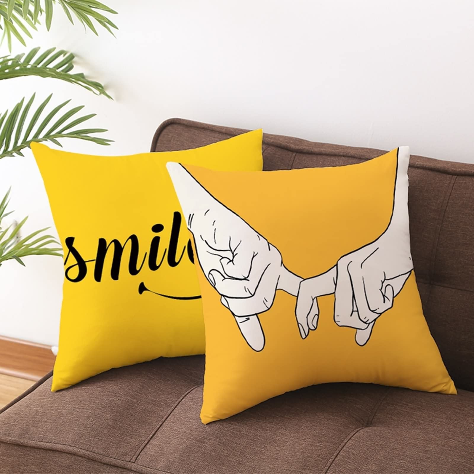 6 fundas de cojín para exteriores de 50 x 50 cm, funda de almohada amarilla geométrica y patrón de rayas de poliéster para sala de estar, sofá dormitorio