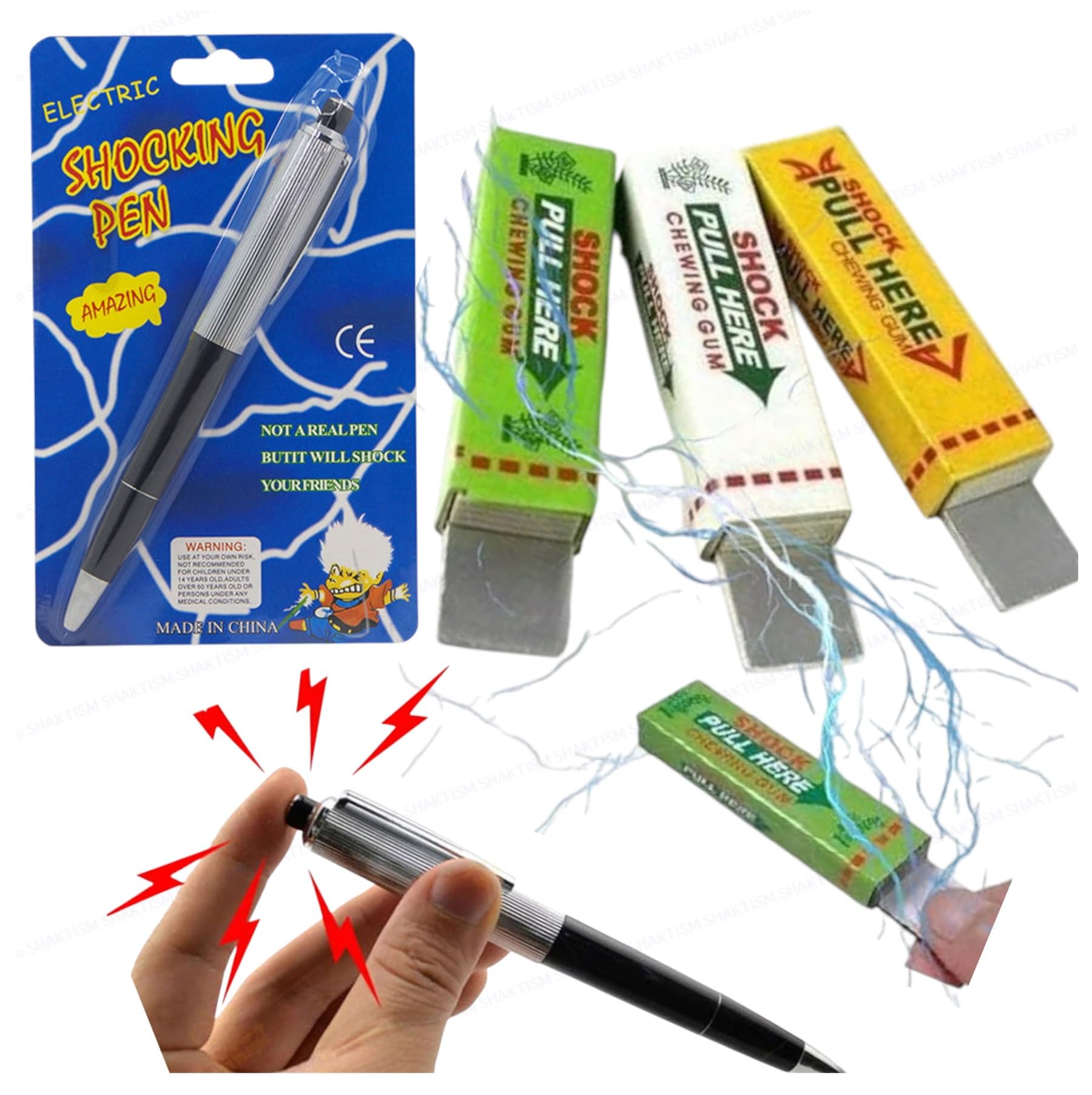 SHAKTISM Electric Shocking Prank Toy – Funny Shock Gag for April Fool, Magic Trick Joke Toy, Novelty Gift for Friends, Party Trick Toy for Kids & Adults (Pen & Chewing Gum (Combo)) — Amazon image 9
