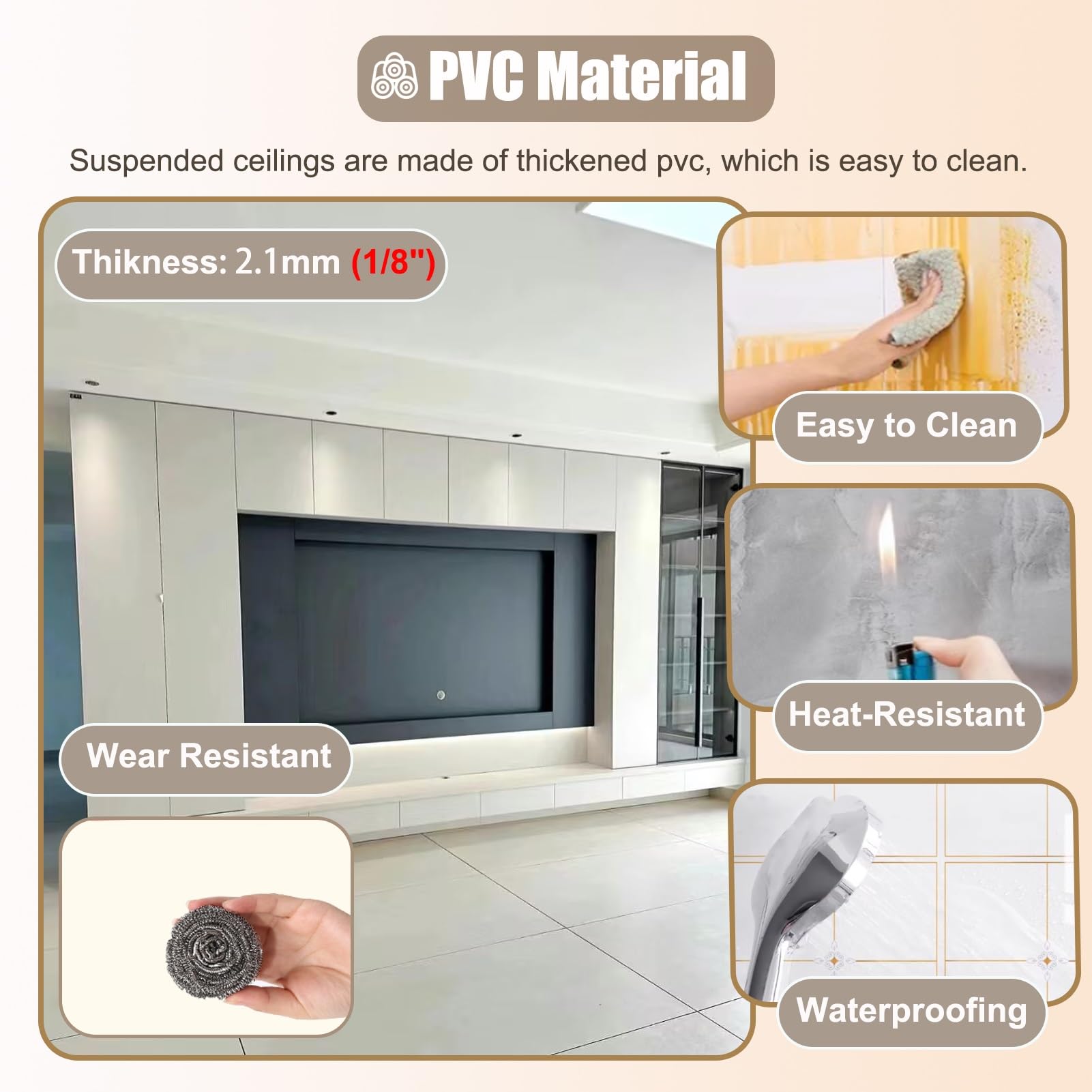 Pannelli decorativi per soffitto e parete, autoadesivi, impermeabili, per superfici in vinile