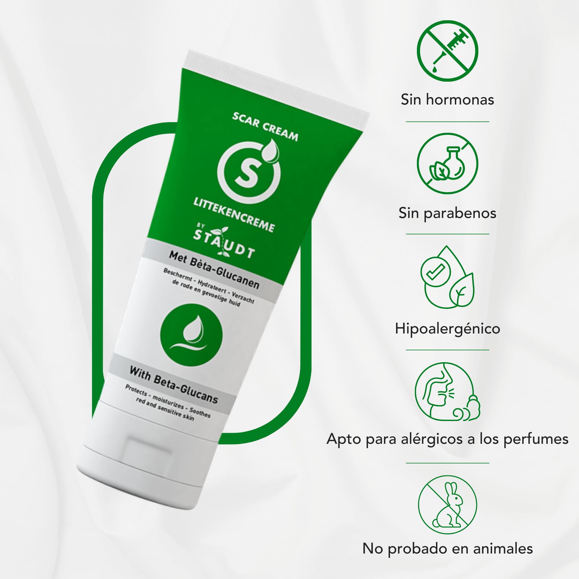 Crema Cicatrizante Staudt Premium - Fórmula con Vitamina E, Miel, Ácido Hialurónico y Silicona - Reductor de Cicatrices para Viejas y Nuevas Quemaduras, Cesáreas, Estrías, Eczema