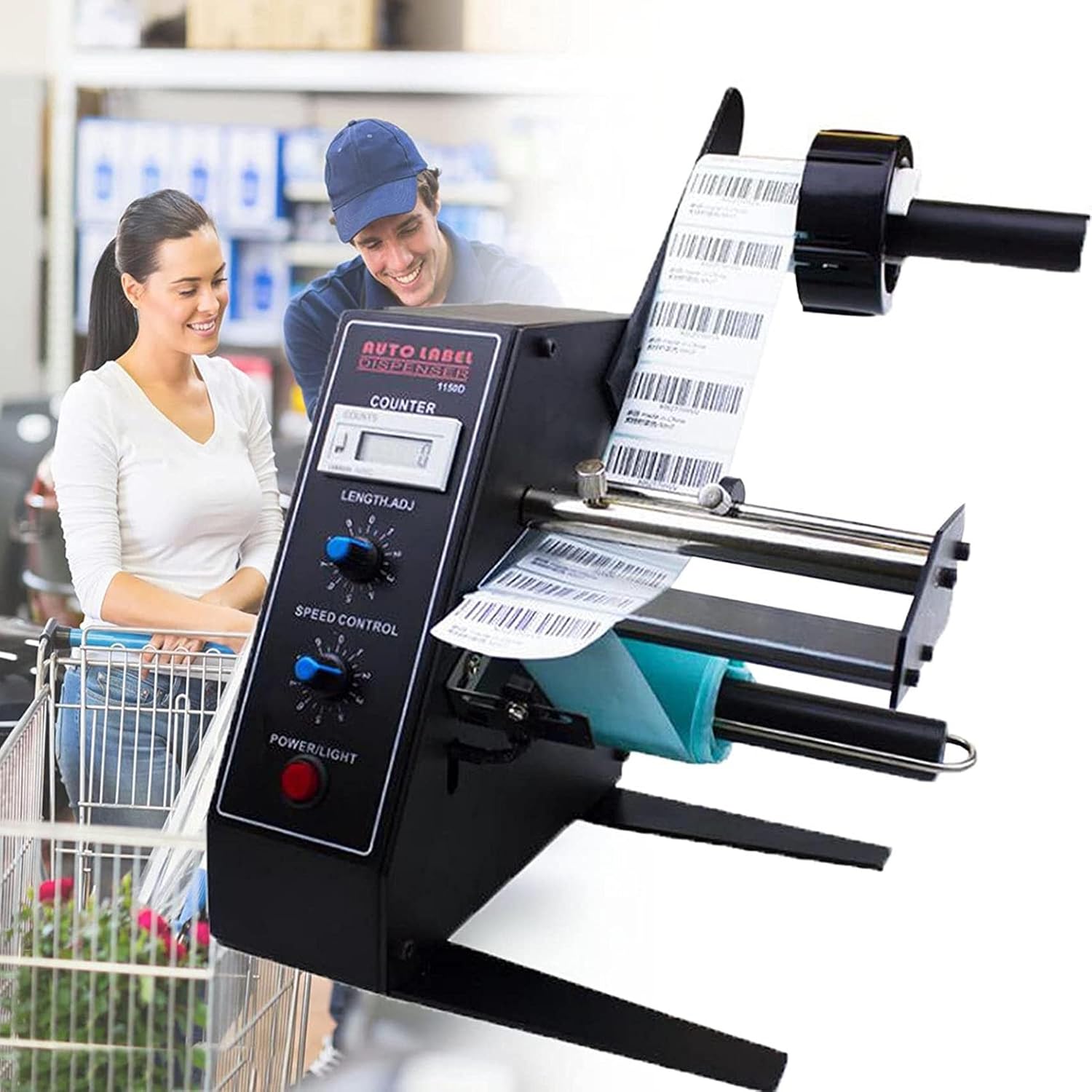Electric Label Dispenser Machine - Adjustable Speed, Auto Counting, 3-150mm Length, 4-140mm Width, Efficient Label Stripper for Quick & Accurate Labeling