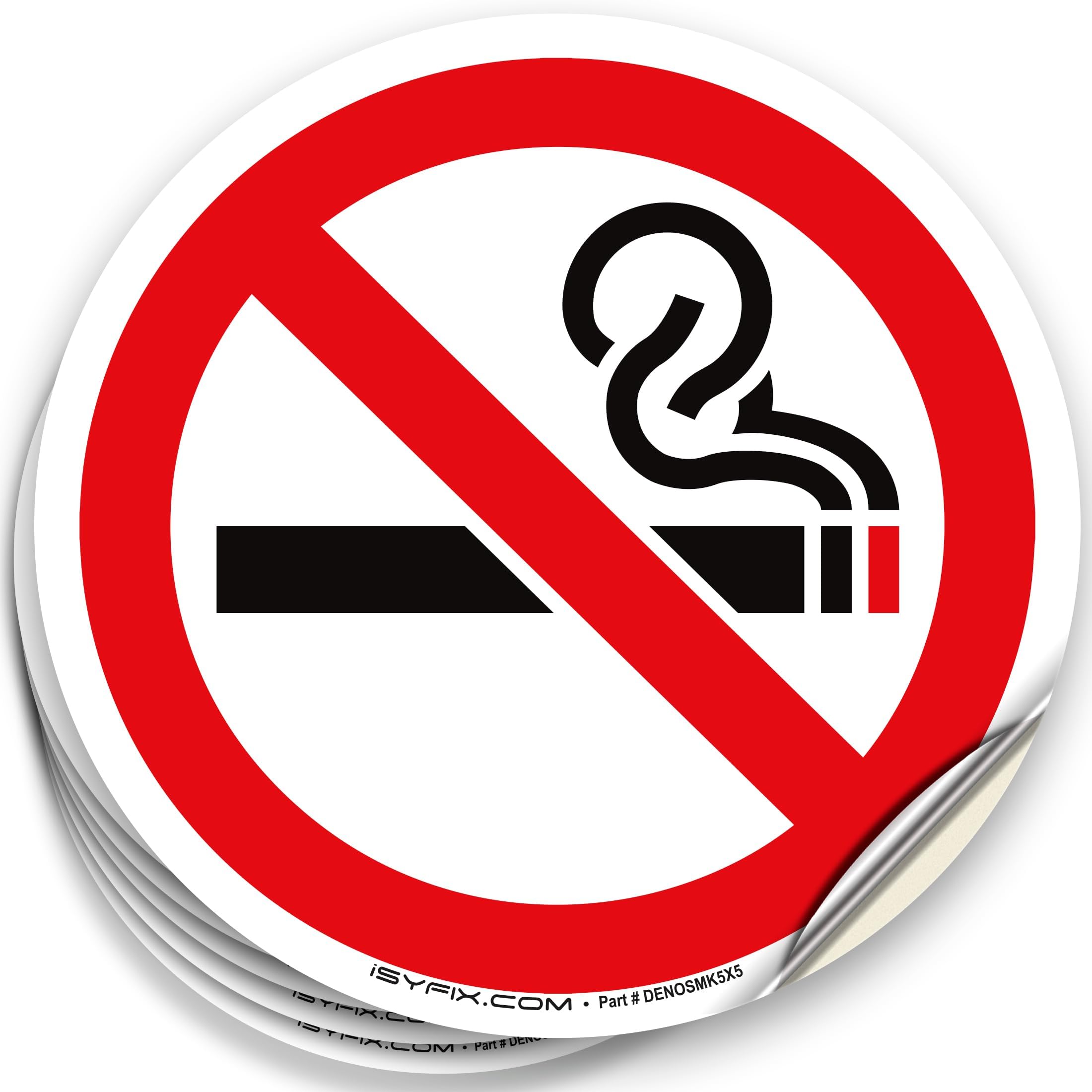 iSYFIXNo Smoking Sign Sticker for Business - 6 Pack 5x inch - Premium Self-Adhesive Vinyl, Laminated for Ultimate UV, Weather, Water, & Fade Resistance, for Home, Office & Restaurants, Indoor/Outdoor