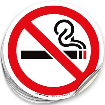 iSYFIX No Smoking Sign Sticker for Business, 5x inch, 6 Pack | Self-Adhesive Vinyl, Laminated, UV, Weather, Water, Fade Resistant, for Home, Office & Restaurants, Indoor & Outdoor