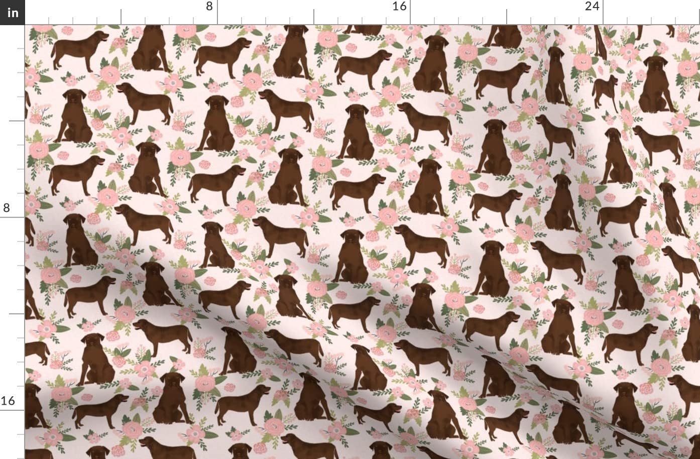 Spoonflower Fabric - Labrador Retriever Chocolate Lab Pet Quilt Floral Coordinates Dog Dogs Printed on Organic Cotton Sateen Fabric by The Yard - Sewing Quilting Apparel Home Decor