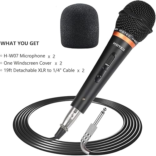 Miniatura 9 de HOTEC Micrófonos de mano dinámicos vocales con cable de alta calidad, incluye cable XLR desmontable de 19 pies e interruptor de encendidoapagado,