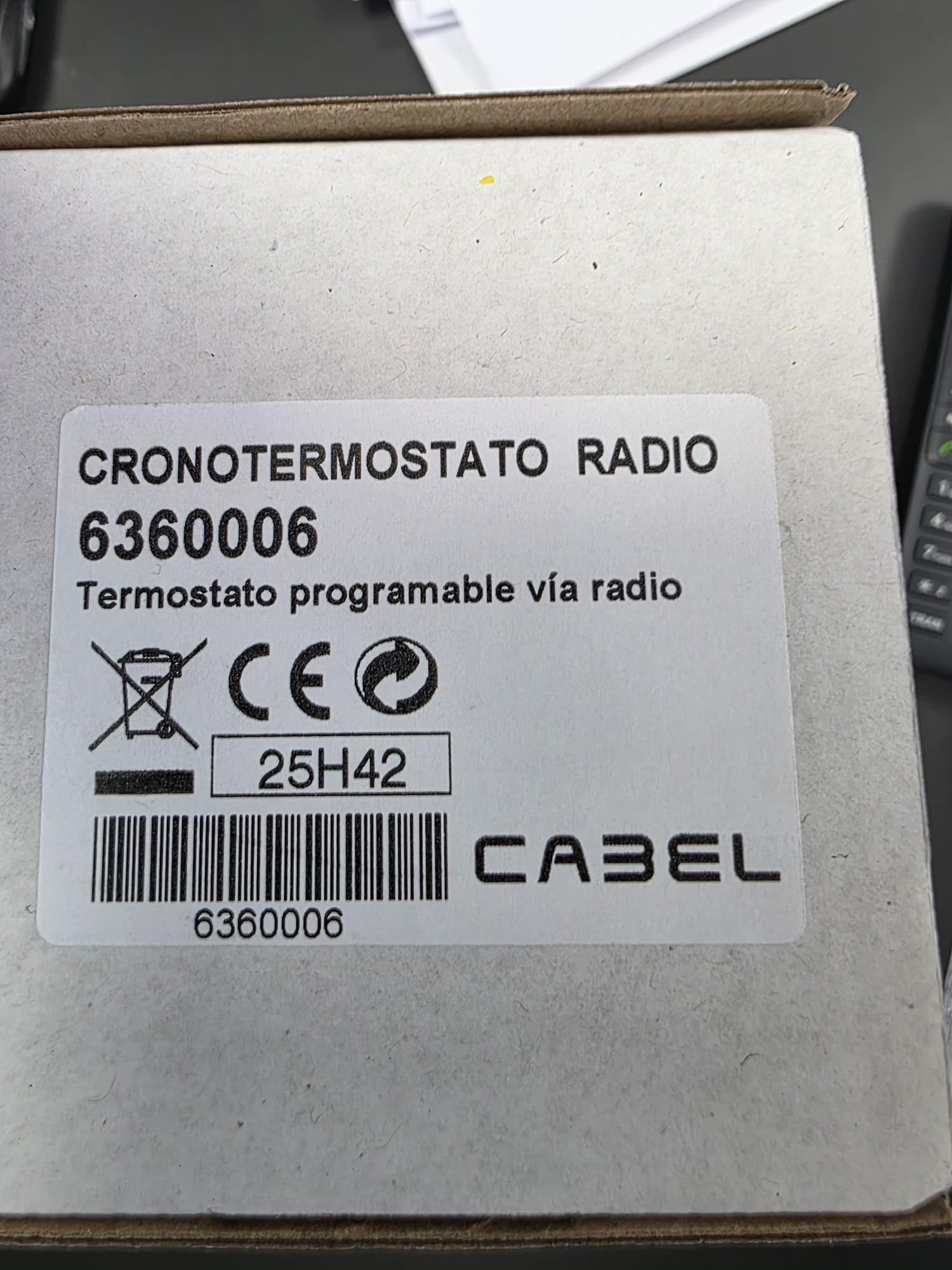 Termostato Programable Cabel 6360006 Vía Radio