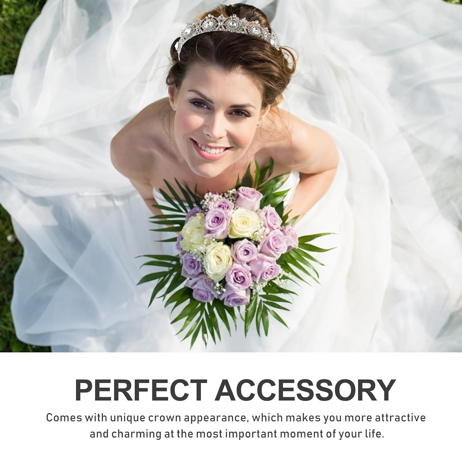 Zerodeko Silver Rhinestone Wedding Crown Bridal Headwear Crystal Headdress Lightweight Alloy Vintage Tiara for Bride Headwear Decoration and Parties