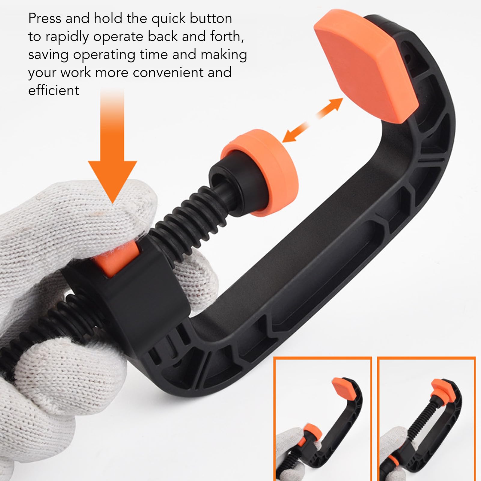 Jeanoko Plastic C Clamp, 2 Inch 3 Inch Rustproof C Clamp Set Ergonomic Slip Resistant Dual Color Coating for Household Clamping Projects