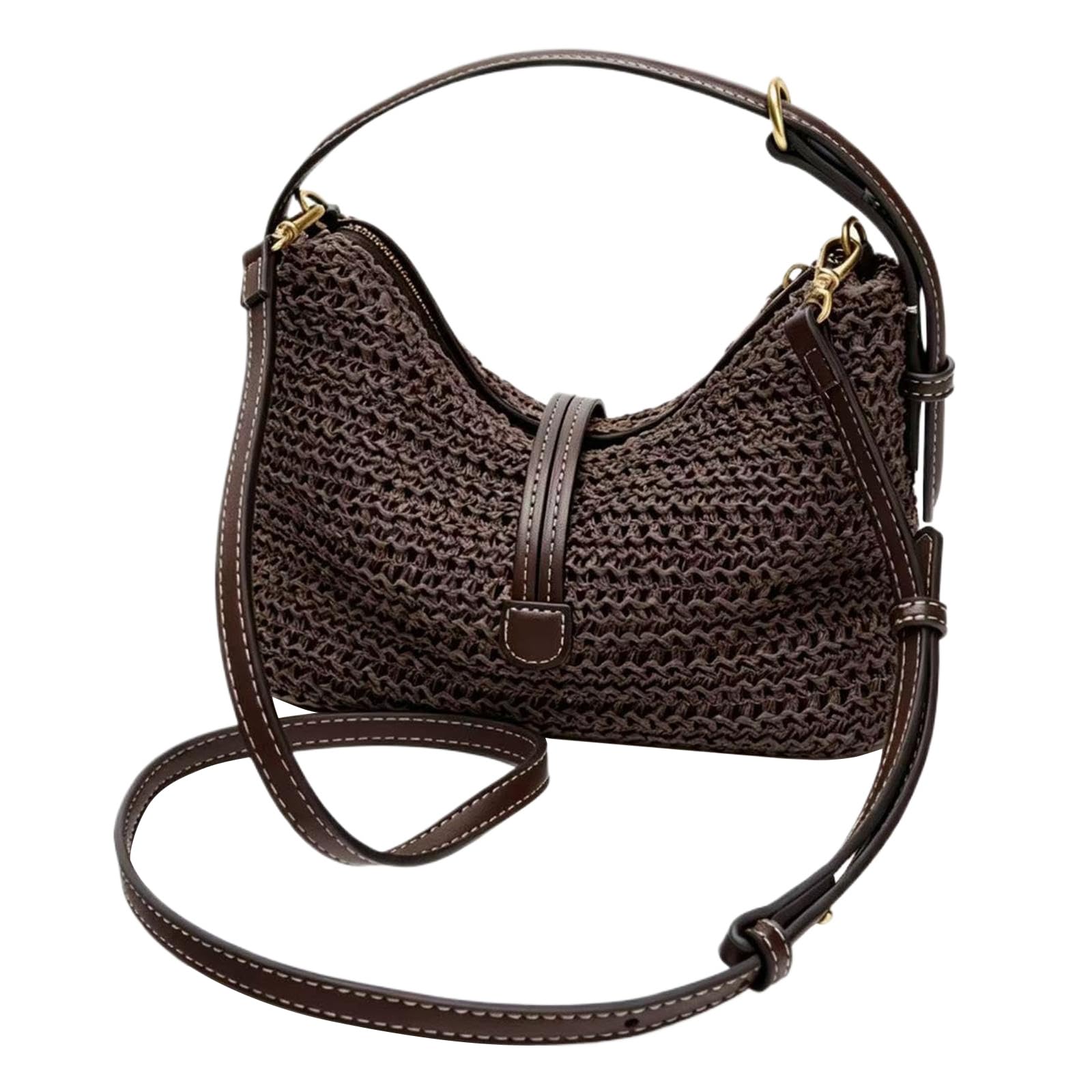 Bolso de hombro versátil de paja解决收纳难题 带拉链斜挎包女生适用 8