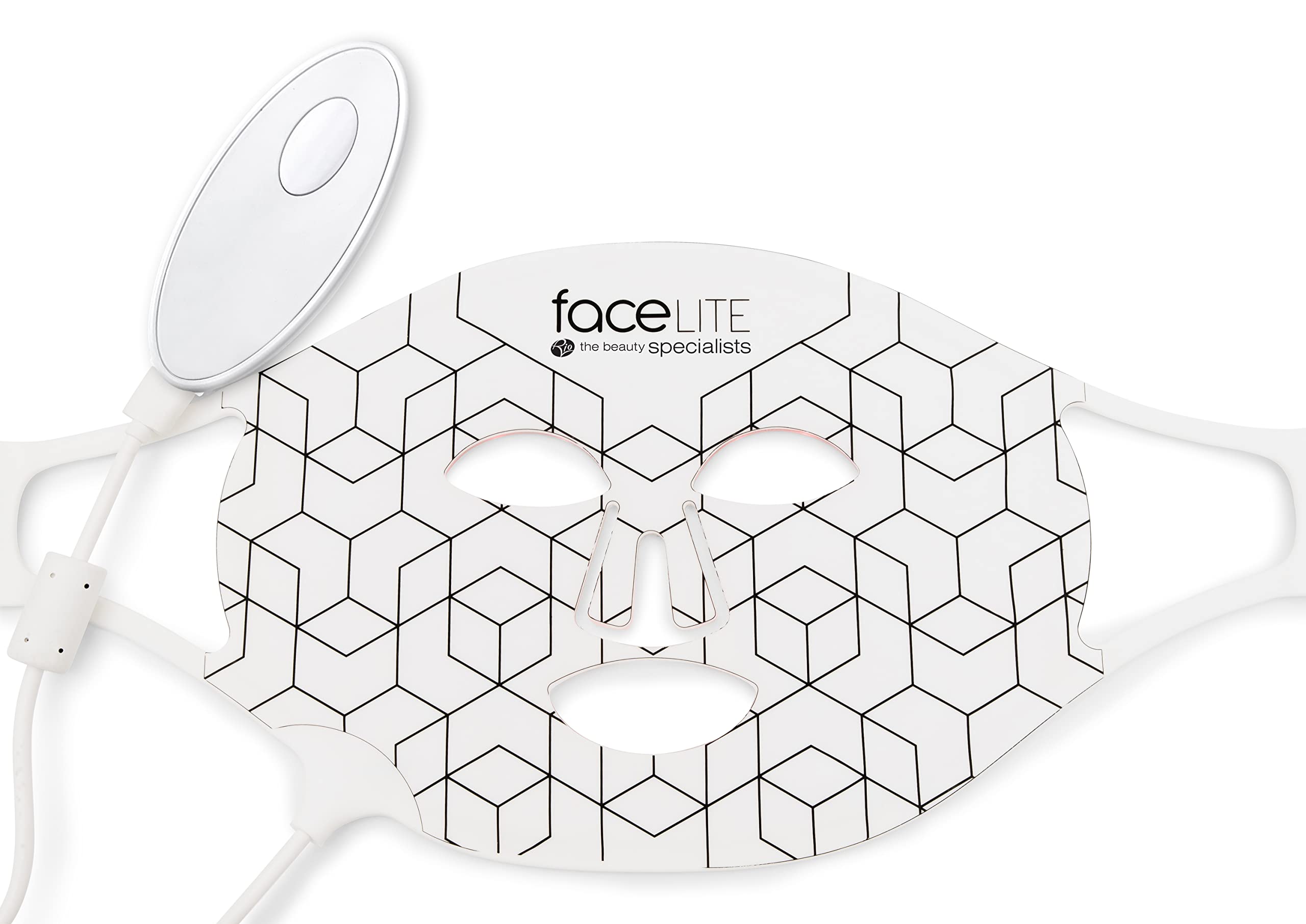 Rio The Beauty Specialist Facelite Maschera Led Anti-Età Per Il Viso – Trattamento Con Luce Rossa E Infrarossa, Stimola La Creazione Di Collagene Ed Elastina Tramite Fotobiomodulazione, Usb, FCLT2-image