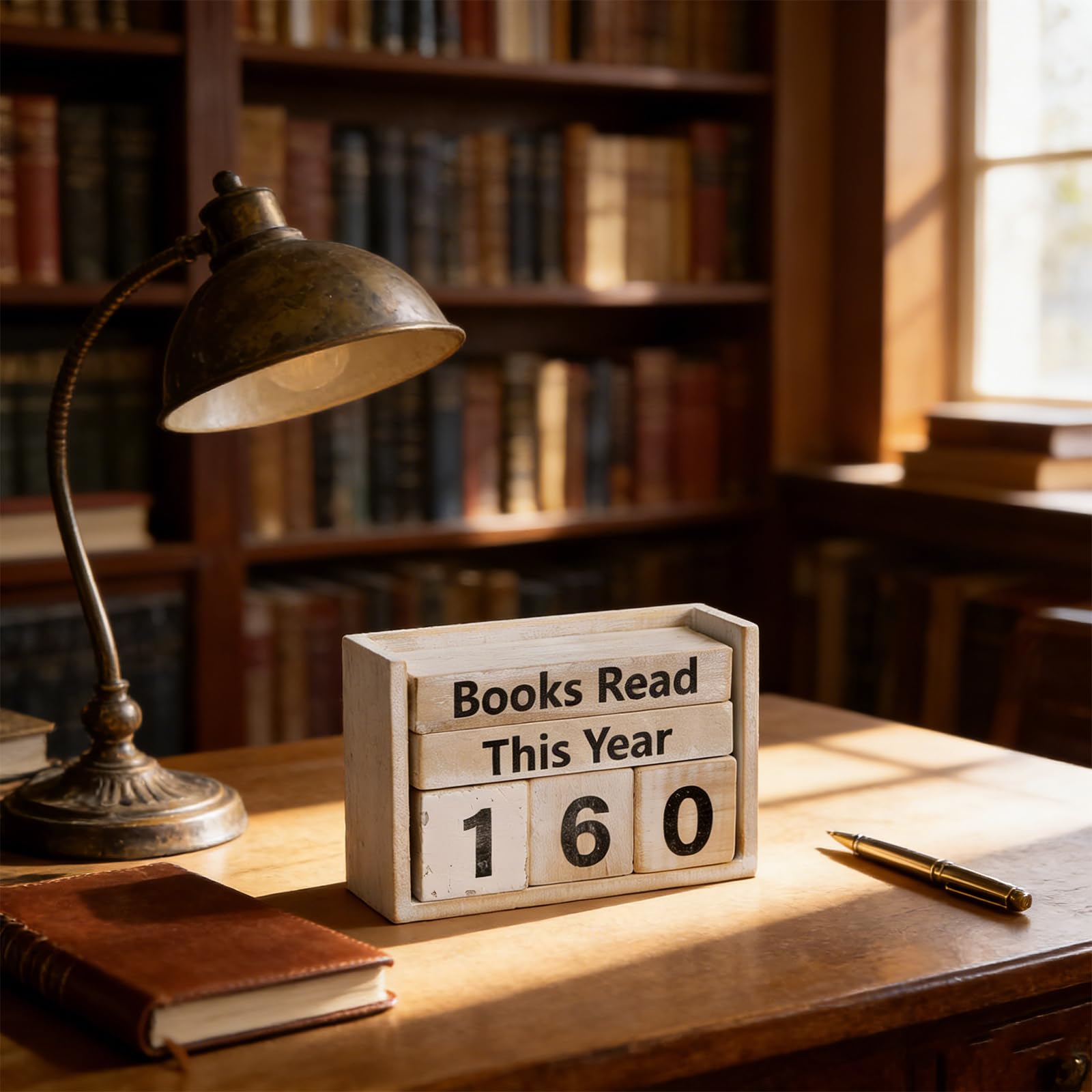 Compteur de Livres Lus, Boîtier en Bois Rétro jusqu‘à 999 Livres, Compteur de Lecture Décoratif avec Boîte de Rangement, Idée Cadeau pour Amoureux des Livres, Bibliophiles et Clubs de Lecture