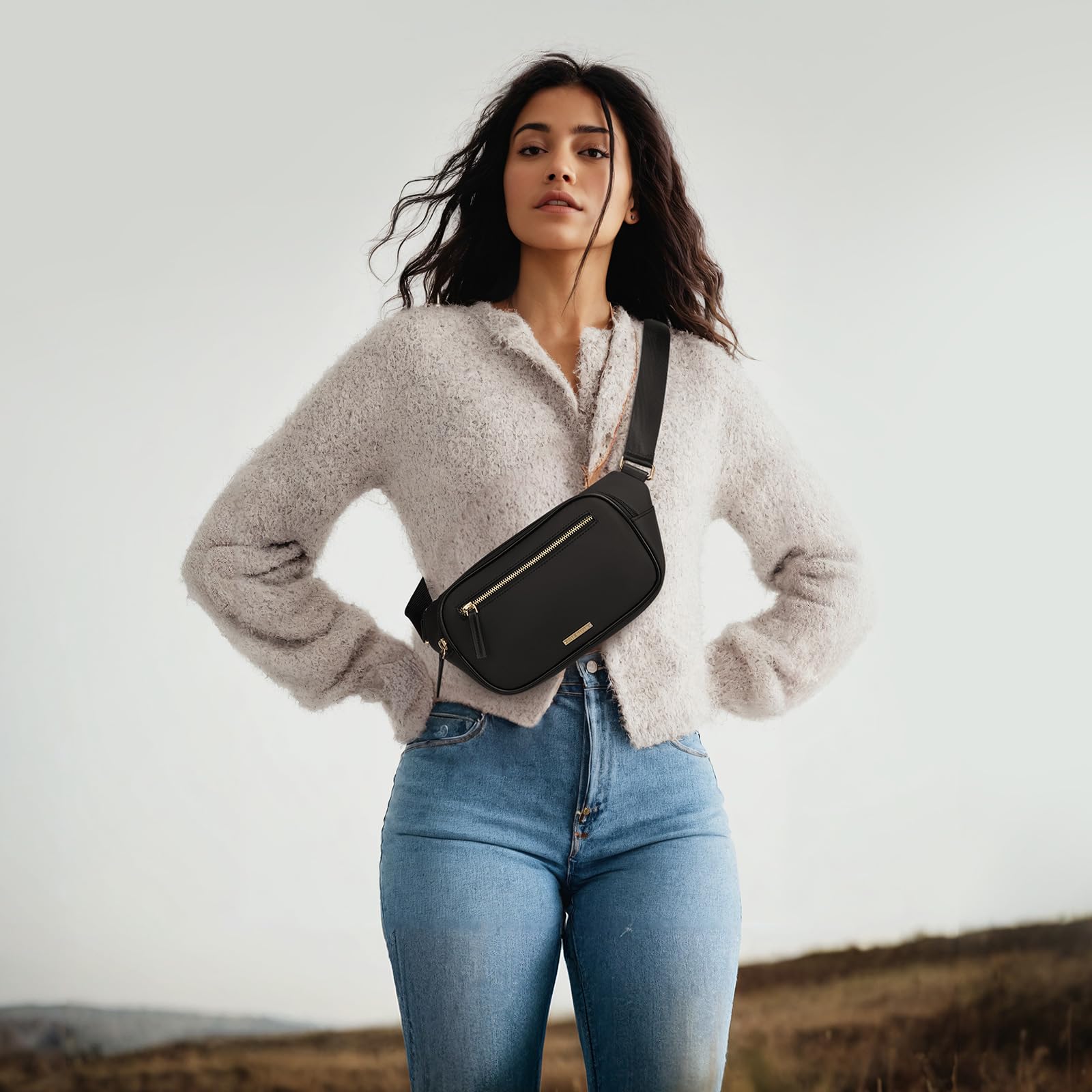 GOLF QUALITY Marsupi Donna e Uomo, Borsetta Donna Marsupio Donna Tracolla Sportivo Alla Moda con Spalline Regolabili, Everywhere Belt Bag per Escursioni, Ciclismo, Borsa Donna Crossbody Bag Nero