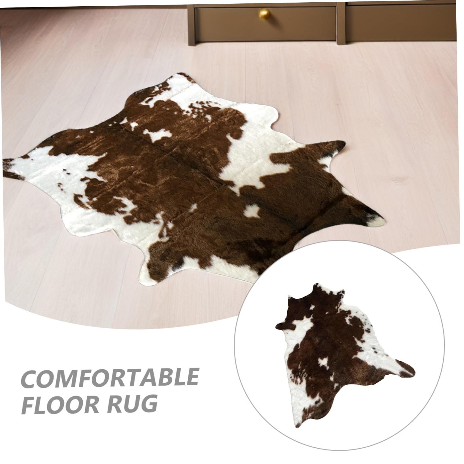 BESTOYARD Tappeto Riutilizzabile e Lavabile in Pelle Sintetica, Morbido e Antiscivolo Stampa Mucca, Dimensioni 110X84 CM, per Camera da Letto e Zona Ragazzo Ragazza