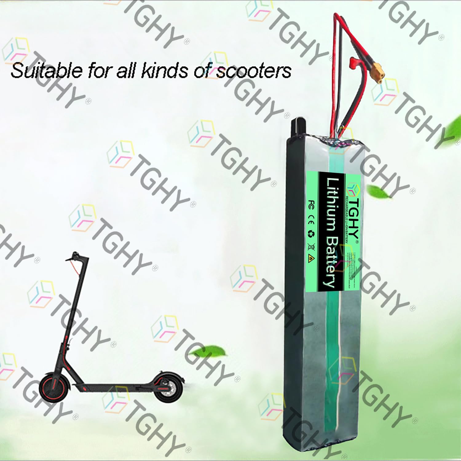 TGHY Batteria al Litio Pieghevole per Monopattino Elettrico 36V 4.4Ah 5.2Ah 6.6Ah 7.8Ah, Batteria di Ricambio per monopattini elettrici, Hoverboard e Skateboard con Motore 280,8W.,36v7.8ah