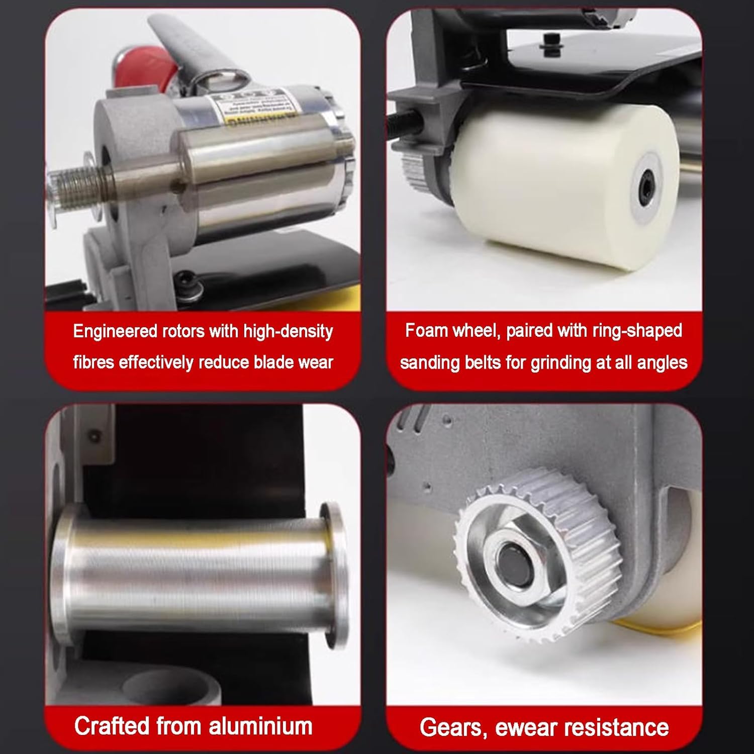 Lijadora neumática de Banda con Rodillos - Máquina de Lijado Manual, 7000 RPM, ángulo de Mango Ajustable para Madera, Metal y Aluminio.