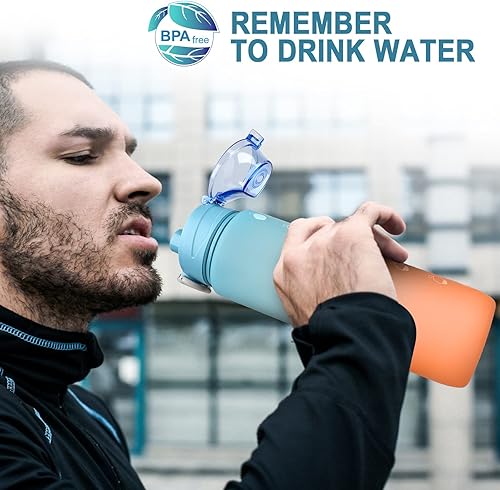 Miniatura 2 de CodiCile Botella de agua deportiva de 32 onzas, botella de agua sin BPA con tapa de bloqueo y a prueba de fugas, para gimnasio, escuela, ciclismo,