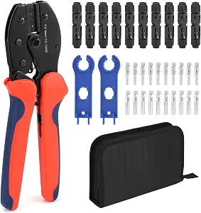 QWORK Solar Crimper Tool Kit - 13 Piece Set for Solar Panel Cable Assembly