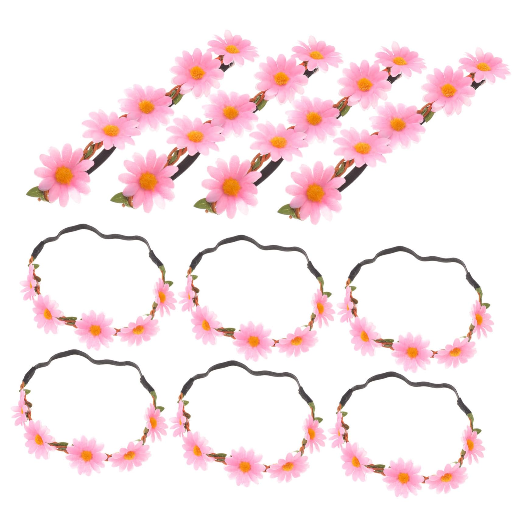 Didiseaon 40 Piezas diadema de flores de sol diadema de dama coronas de girasol de girasol s de niña guirnalda de de pelo ajustable de tela con margaritas rosa