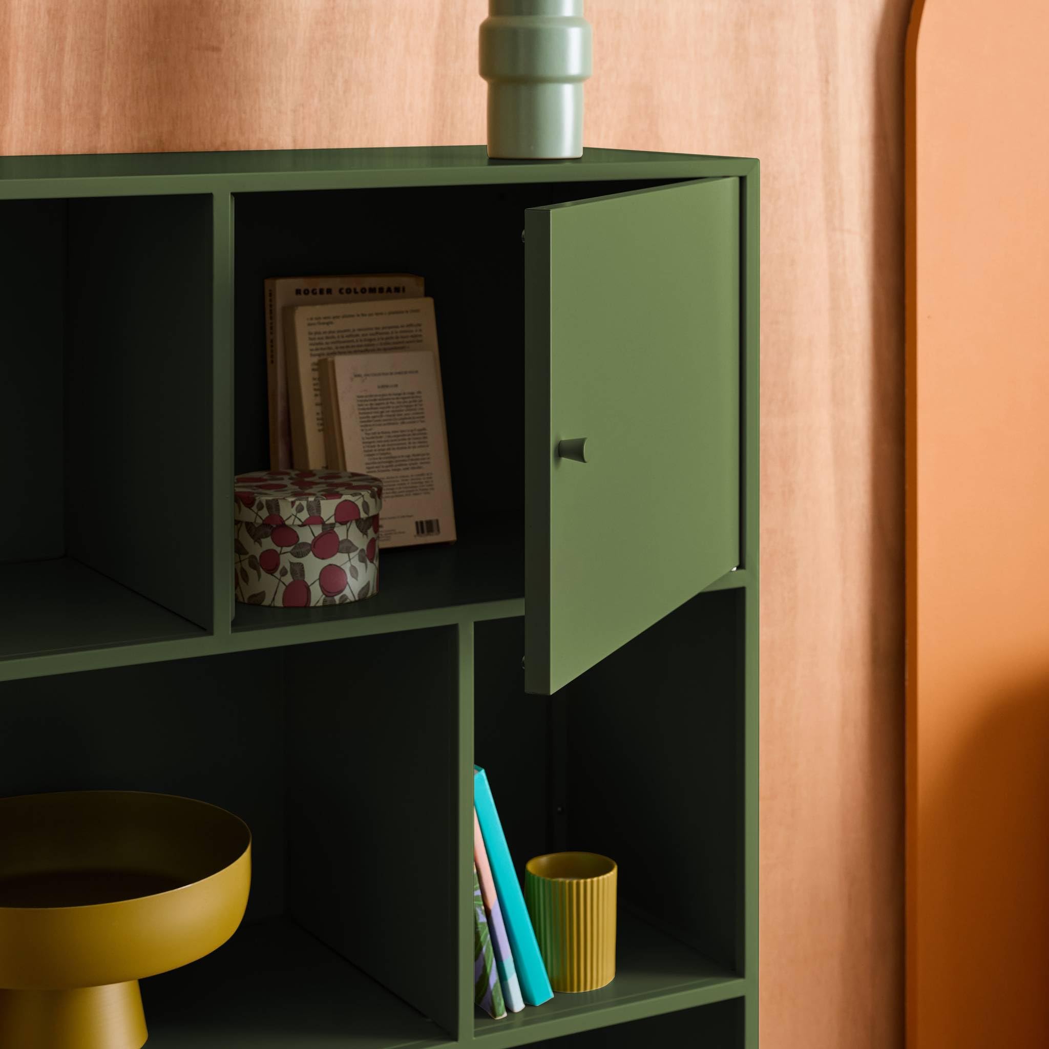 Alice's Garden sweeek - Buffet. Meuble de Rangement Industriel métal Vert 6 Compartiments. L 80 x P 35 x H 125cm - Oklahoma