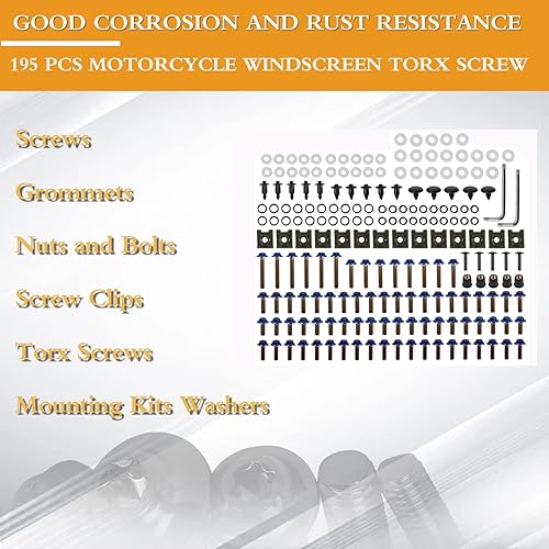 Miniatura 7 de BAIONE Worldmotop - Kit de pernos de acero inoxidable, tornillos y clips de sujeción compatibles con Yamaha, Honda, Kawasaki, Suzuki, BMW, kit de