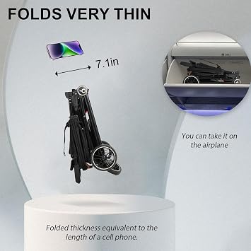 Lightweight Baby Strollers for Airplane,Ultra-Compact Travel Stroller,One-Hand Auto-Fold,Portable Toddler Stroller UPF 50+Canopy,3 Recline Positions&Large Storage Basket 11.68 lbs (Black)