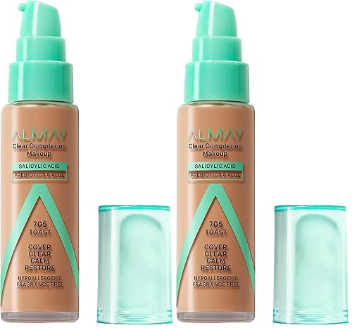 Miniatura 24 de Almay Clear Complexion - Base de maquillaje para acné con ácido salicílico, ligero, cobertura media, hipoalergénico, sin fragancia, para pieles