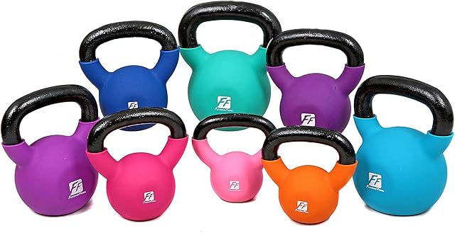 FunctionalFitness Neoprene Kettlebells - Soft-Touch Neoprene Coated Cast Iron Kettlebells - 4kg to 20kg Available