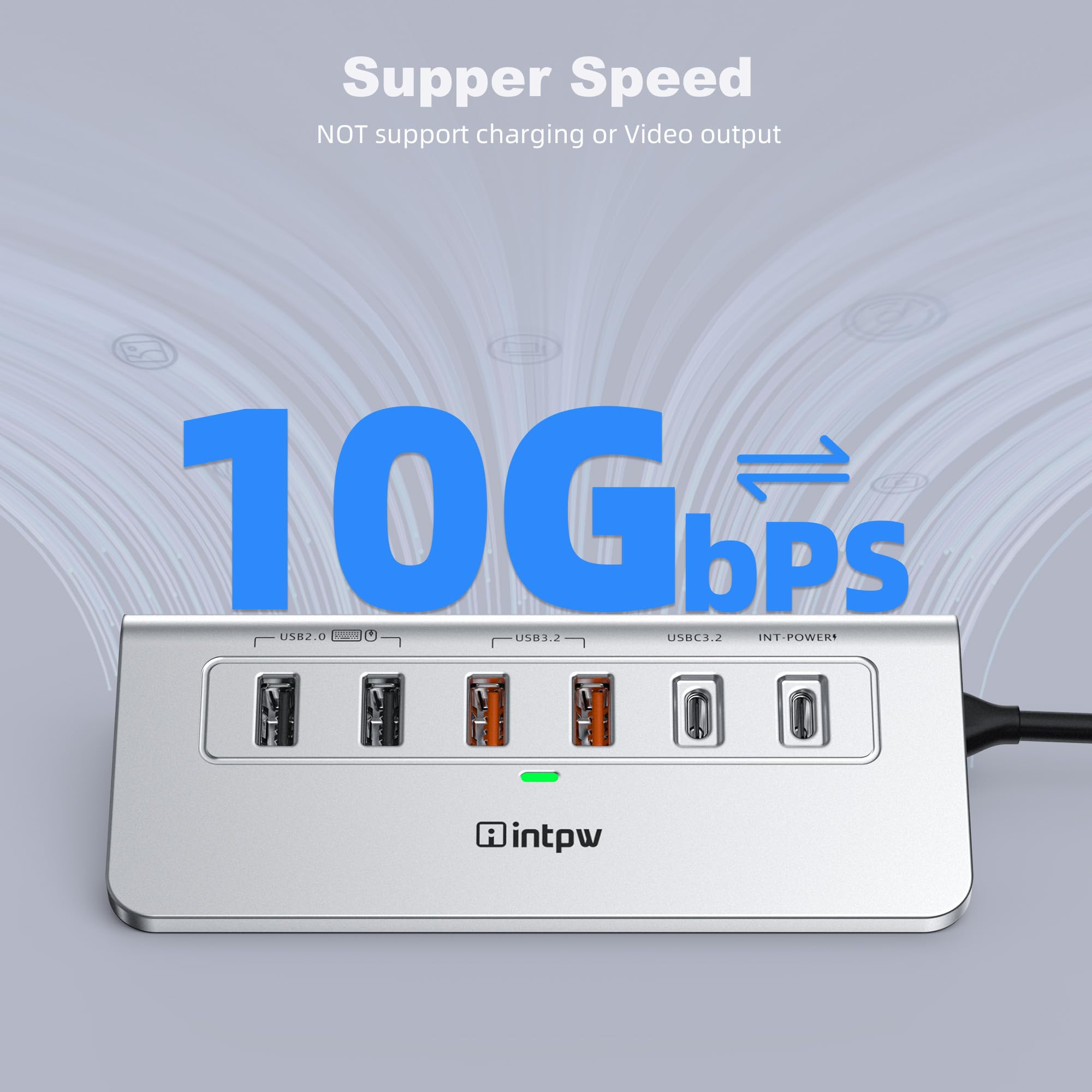 Intpw P9R PRO USB C Hub, 10-in-1 USB C Docking Station mit 1Gbps Ethernet, 4K@60Hz HDMI, 10Gbps 2 Type-A/C 3.2, 2 Type-A 2.0, PD 100W, SD/TF, Aluminium USB HUB für iPhone16/15 Series/MacBook