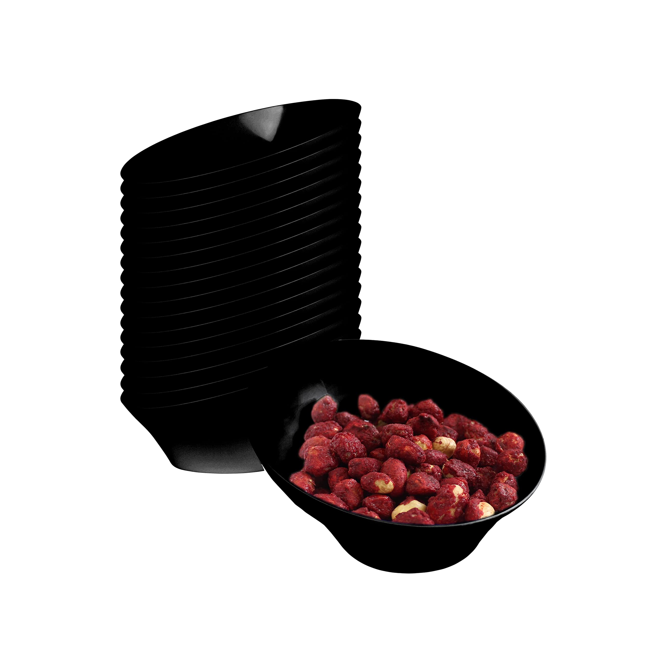 PARTY BARGAINS Angled Plastic Bowls - [16 Pack] Black, Heavy-duty Premium Quality Small Serving Bowl, Excellent for Weddings, Baby & Bridal Showers, Parties & More