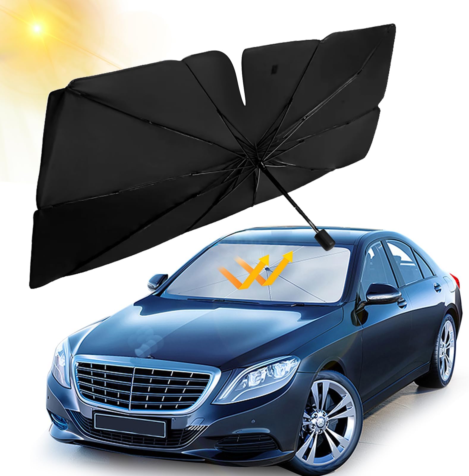 Ombrellone Parasole Auto Pieghevole 140x80cm – Protezione Solare Per Parabrezza, Riparo Auto Interno, Universale