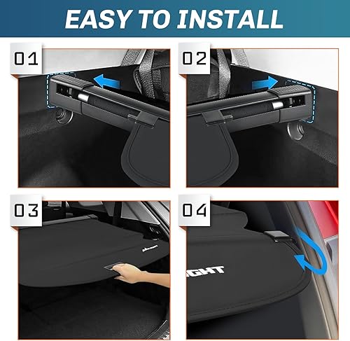 Vista 24 de Nilight Cubierta de carga para maletero para Toyota RAV4, accesorios 2013 2014 2015 2016 2017 2018, cubierta de seguridad retráctil para carga