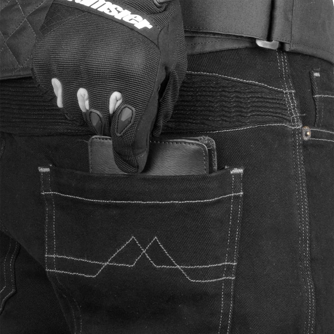 Cramster Velocity Motorcycle Jeans | Impact Protection | Abrasion Resistance | Classic 5-Pocket Design - Black, 3XL - Image 9 thumbnail