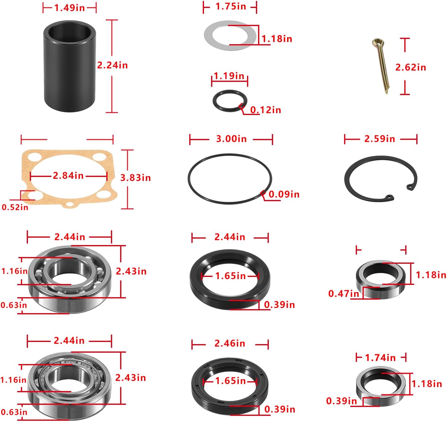 Rear Axle Bearings Seals Kit with Spacers, Clips, Snap Rings, Gaskets for Vw Type 1 Bug Karmann GHIA, for Volkswagen Type 3 Squareback Fastback Notchback Beetle IRS Axles, for 1968-1979