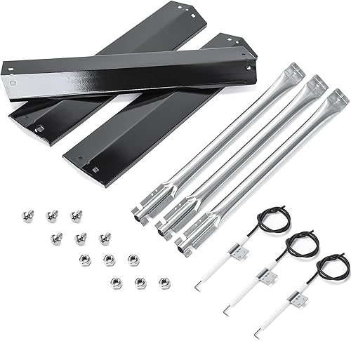 Hisencn Piezas de repuesto para Chargriller 3070, parrilla Char-Griller Texas Trio 3070, quemador de acero inoxidable, carpa de placa de calor de