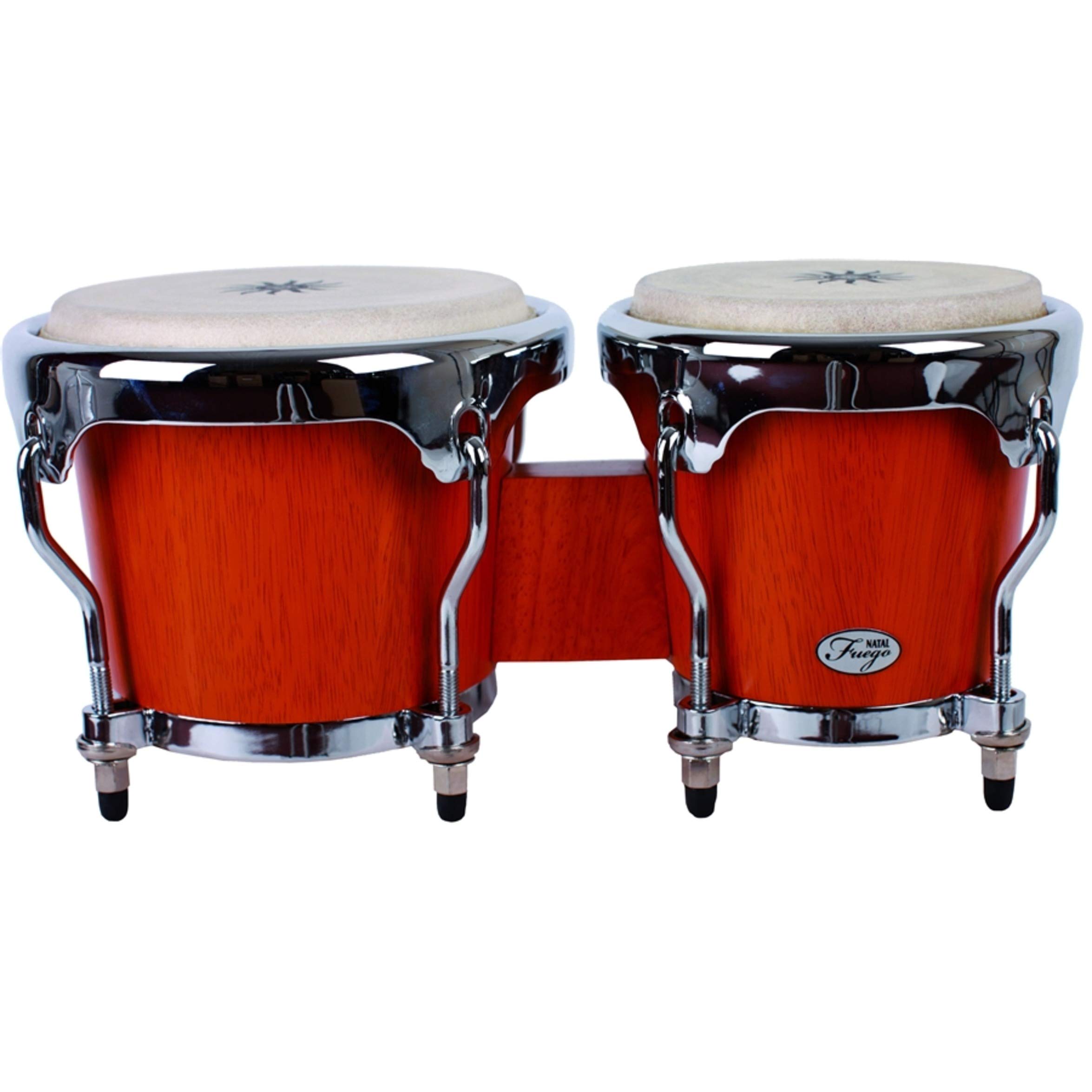 Natal Fuego Series Bongos de madera natural cromados con herrajes mate natural