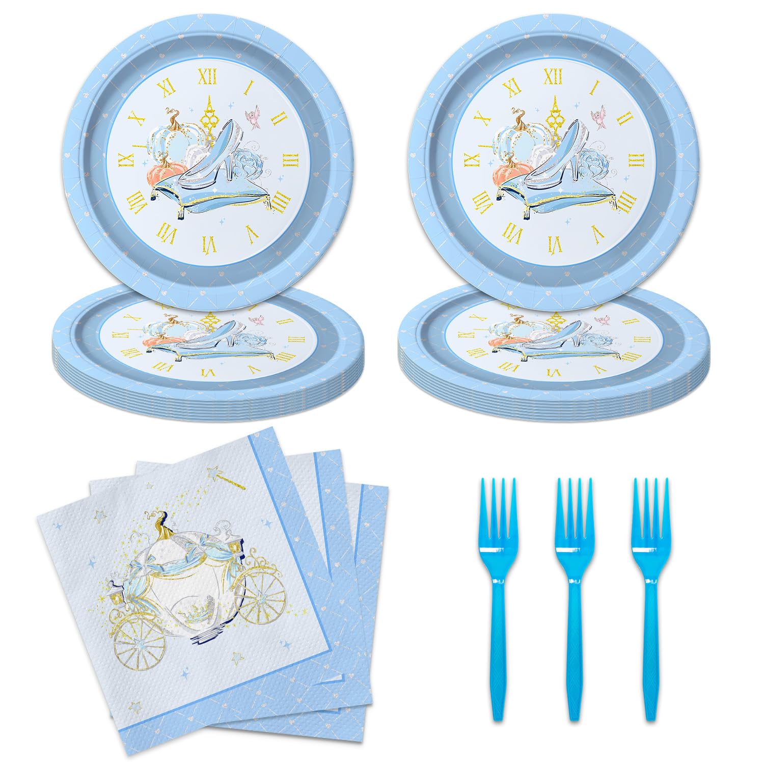 Décoration fête prénatale princesse bleue pour 24 invités à table