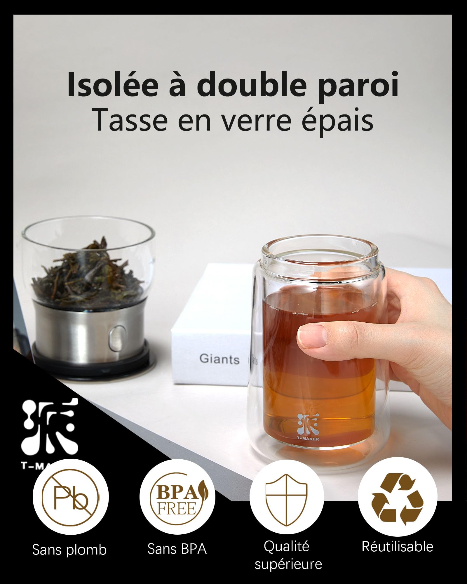 ZENS theiere con infusor, mágico de un solo toque tetera de cristal para té de hojas sueltas sin daños, theiere con taza térmica y bolsa de té portátil, para regalo