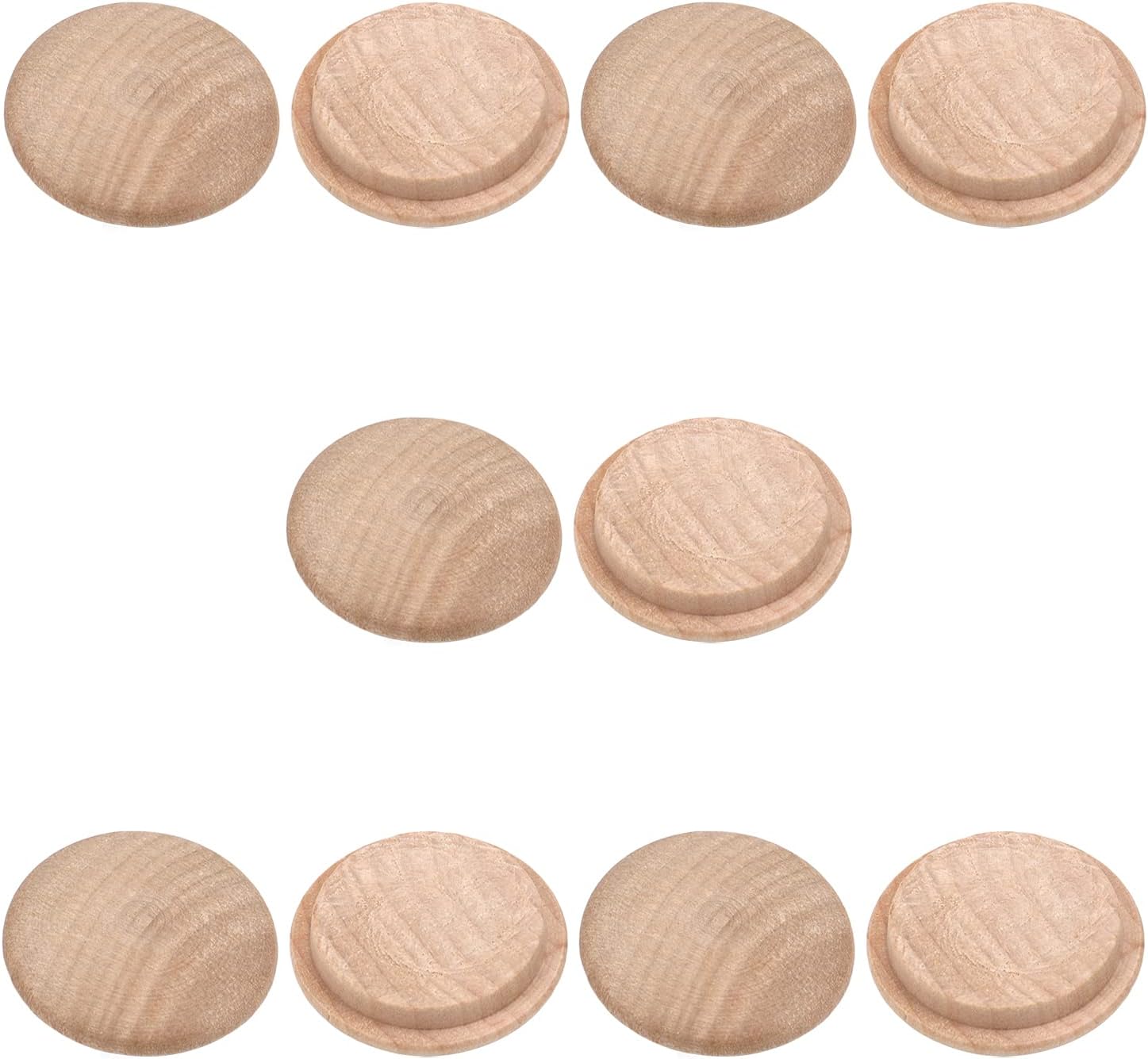 MroMax 50Pcs Round Wood Button Plugs 0.98" Dia Cherry
