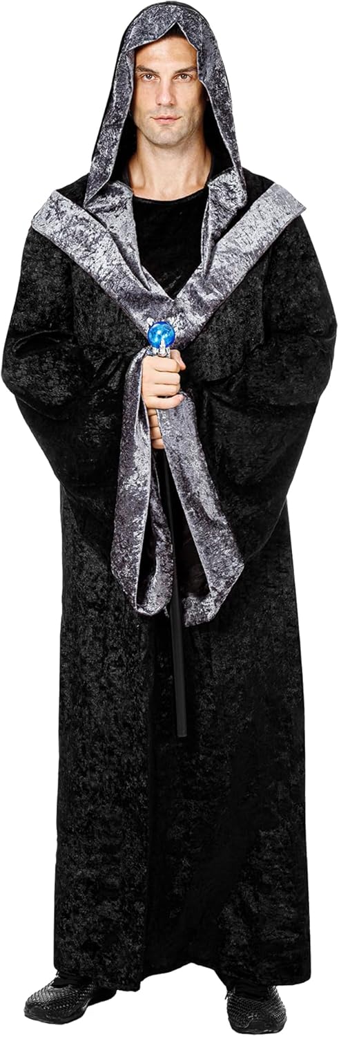 Funnlot Wizard Costume Men Adult- Warlock Costume Men with Black Wizard Robe Halloween Sorcerer - Image 6